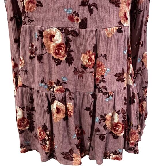 Knox Rose size XS pink floral blouse long sleeve peasant prairie top casual Boho - Picture 2 of 9